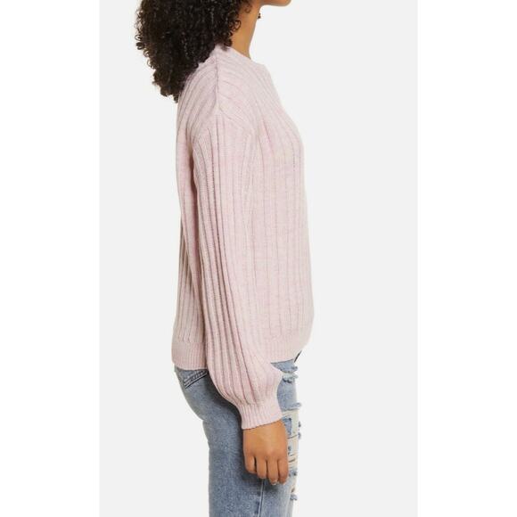 BLANK NYC Womens Rib Knit Sweater Long Sleeve Pullover Size Large Pink NWT - Picture 3 of 13